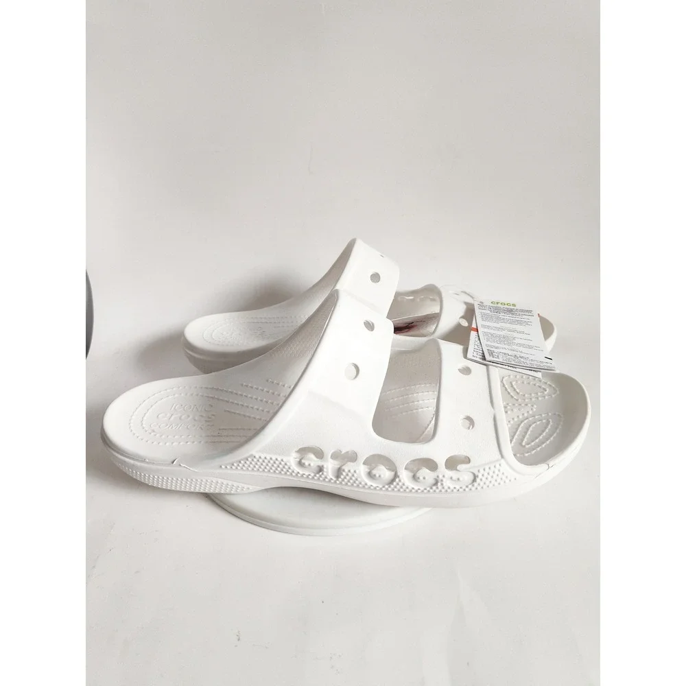 New Crocs Baya Sandals Slides M 12 W14 White Double Strap Lightweight Comfort